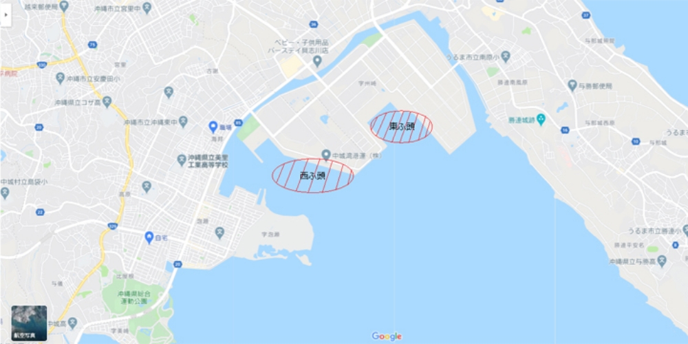 中城湾港（新港地区）の位置